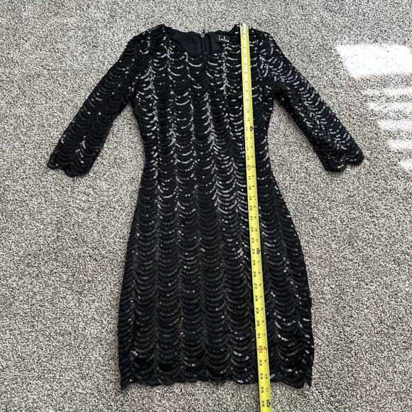 Lulu's Stardust black sequin bodycon 3/4 sleeve mini dress size S - Picture 10 of 12